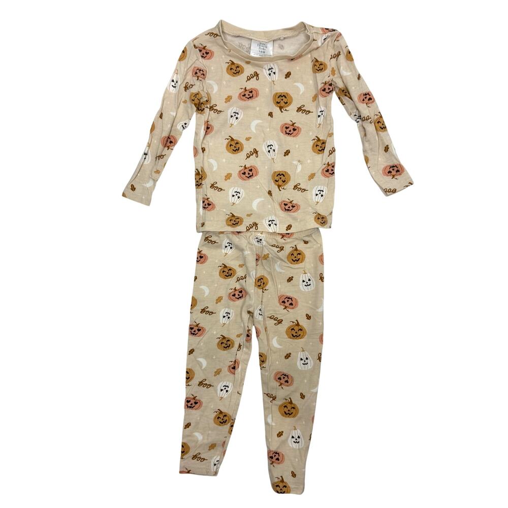 Tres Beau et Belle Pumpkin Long Sleeve Pajamas Size 18 Months Bamboo